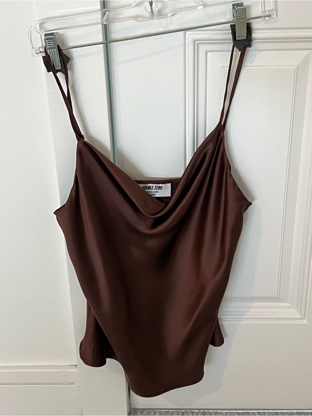 Double Zero Chocolate Satin Draped Camisole